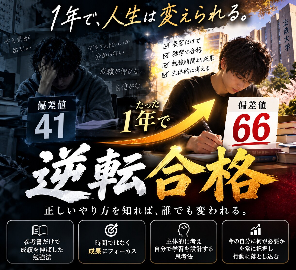 文系受験生の勉強法を改善し、逆転合格に貢献します 【逆転合格】実際に逆転合格した身として親身に対応します！ イメージ1