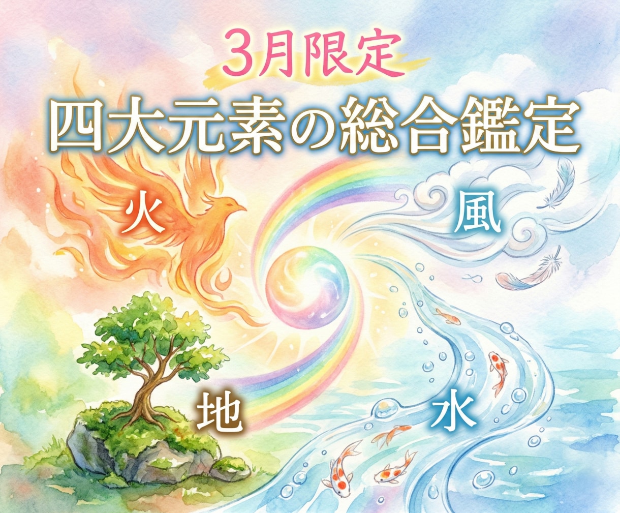 あなた様の四大元素の総合鑑定を提供いたします 【3月限定】誰にでもある地・水・風・火の力を最適化 イメージ1