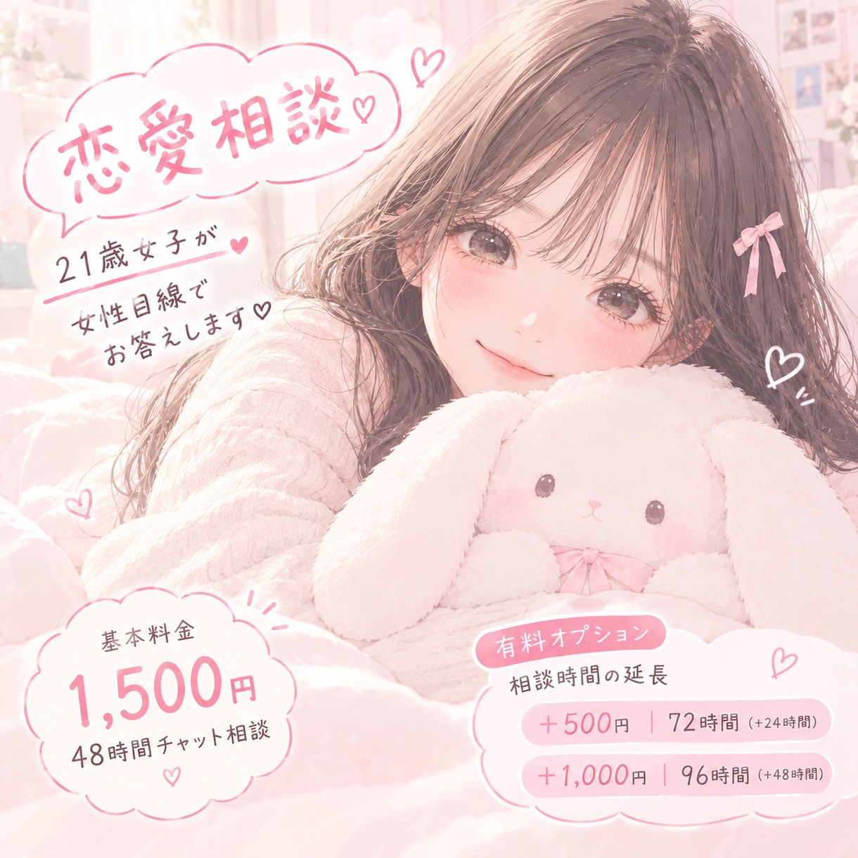 21歳女子が女性目線で恋愛相談にのります 21歳女子に恋愛相談♡女性の本音、聞いてみませんか？ イメージ1