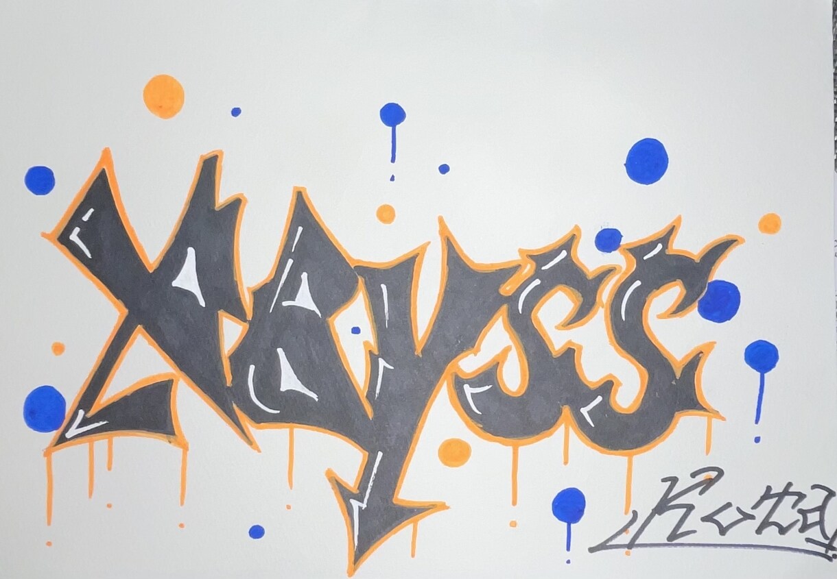 あなたのご希望のグラフィティーアートを描きます 247ミリ✖️350ミリの用紙に水彩ペンで仕上げます。 イメージ4