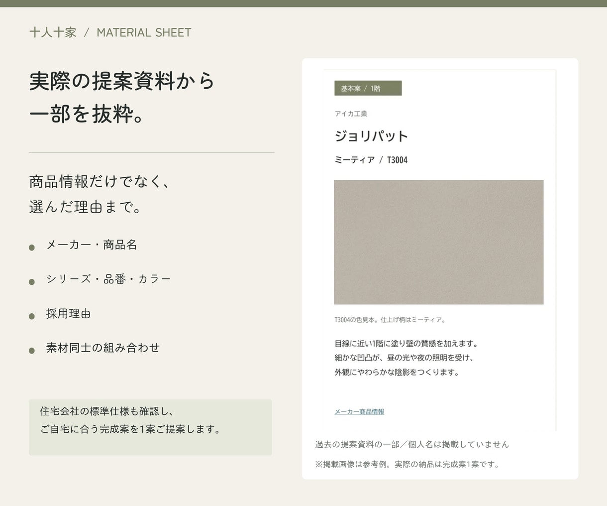 注文住宅の外観素材をコーディネートします 外壁・屋根・軒天・玄関・サッシを一案にまとめます イメージ3