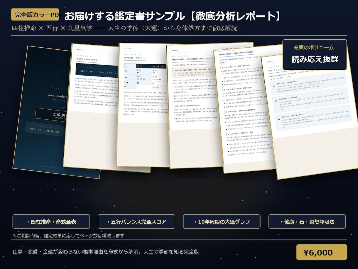 仕事・恋愛・金運が変わらない理由を命式鑑定します 四柱推命×五行×九星気学・PDF完全鑑定書 イメージ2