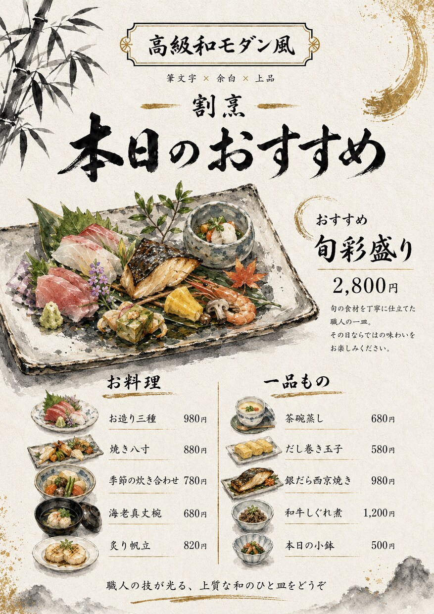 温かみあるメニュー表を作成します お店の雰囲気に合わせて選べる4スタイル イメージ7