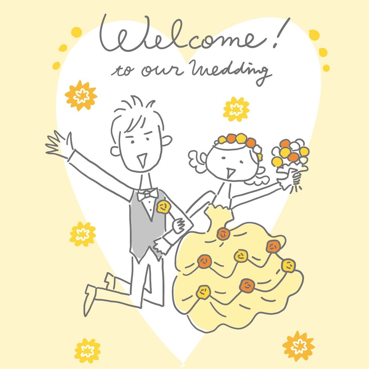 ウェルカムボードの似顔絵イラスト描きます 結婚式ツールや記念日のプレゼントに♪ イメージ2