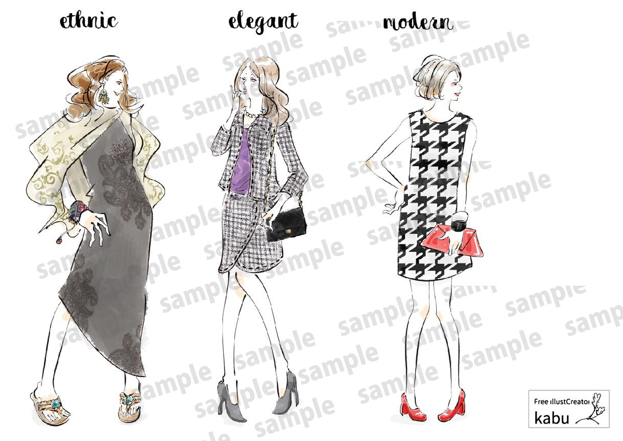 スタイリッシュでおしゃれな女性を描きます 商用利用可。ファッション・エステ関連でおしゃれに飾りたい方に イメージ3