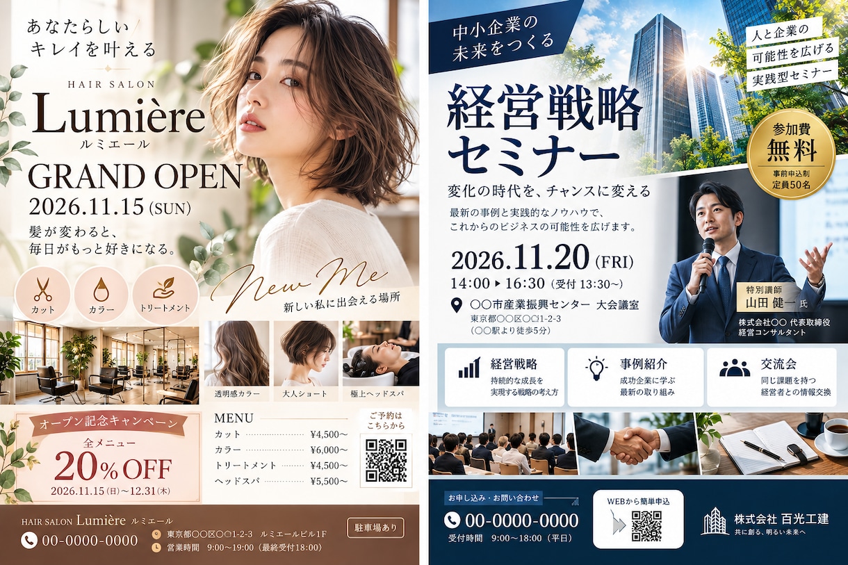 お店や会社のチラシをプロ仕様で制作します 飲食店・企業など幅広く対応！修正2回無料・最短3日納品 イメージ3