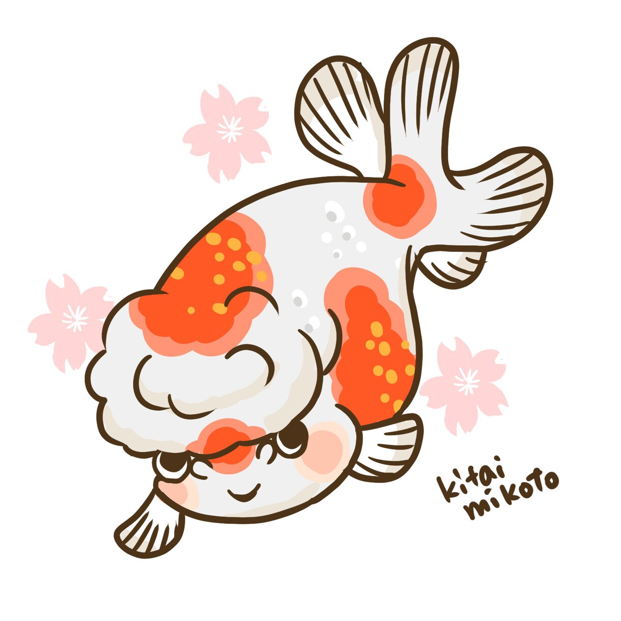 あなたのペット金魚ちゃんのイラスト描きます あなたの金魚ちゃんを可愛いキャラクターにします イメージ3