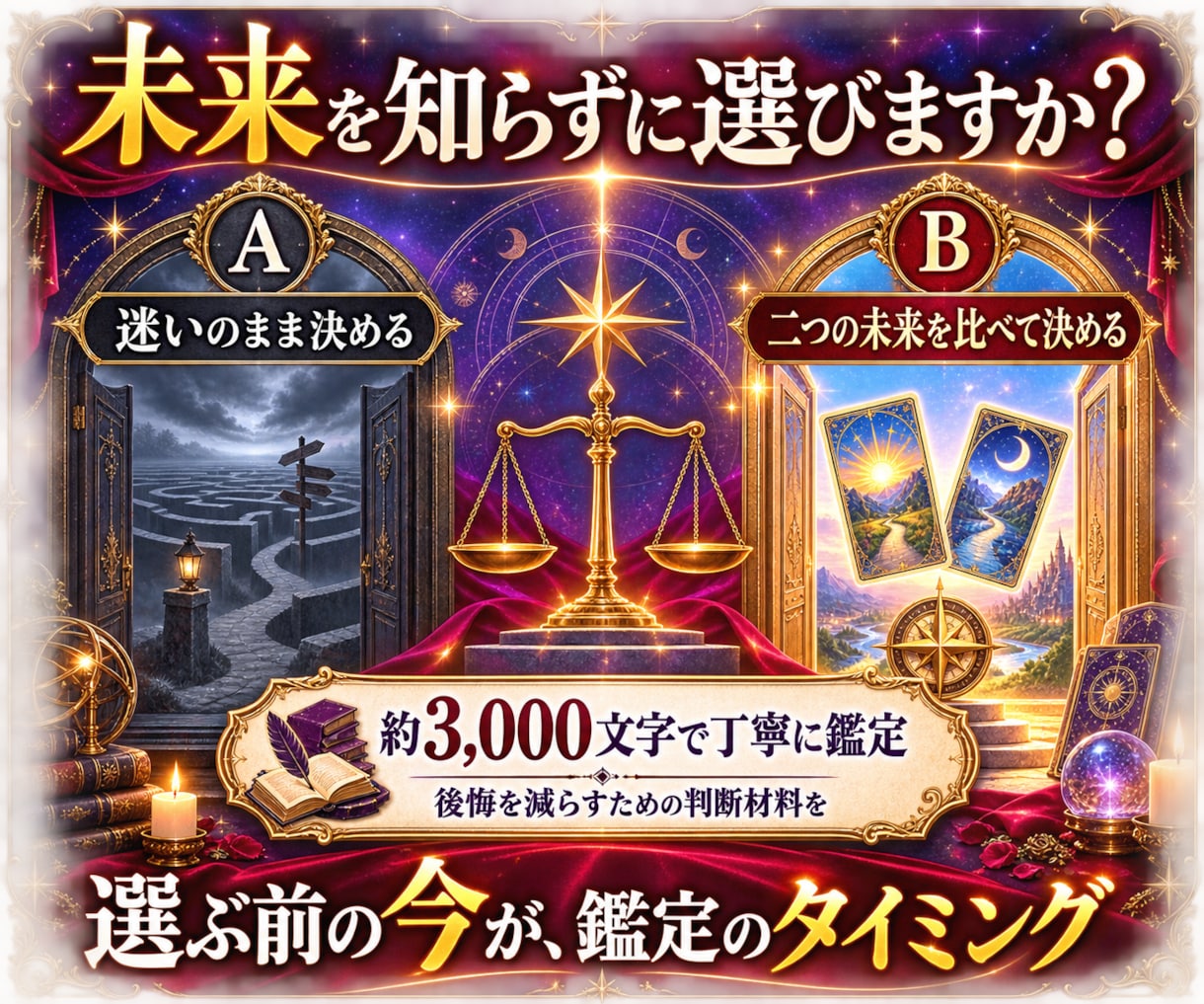 二者択一｜AかBの未来を霊視タロットで占います YES／NO・AかB｜二つの未来を比較し選ぶ道をお伝えします イメージ3