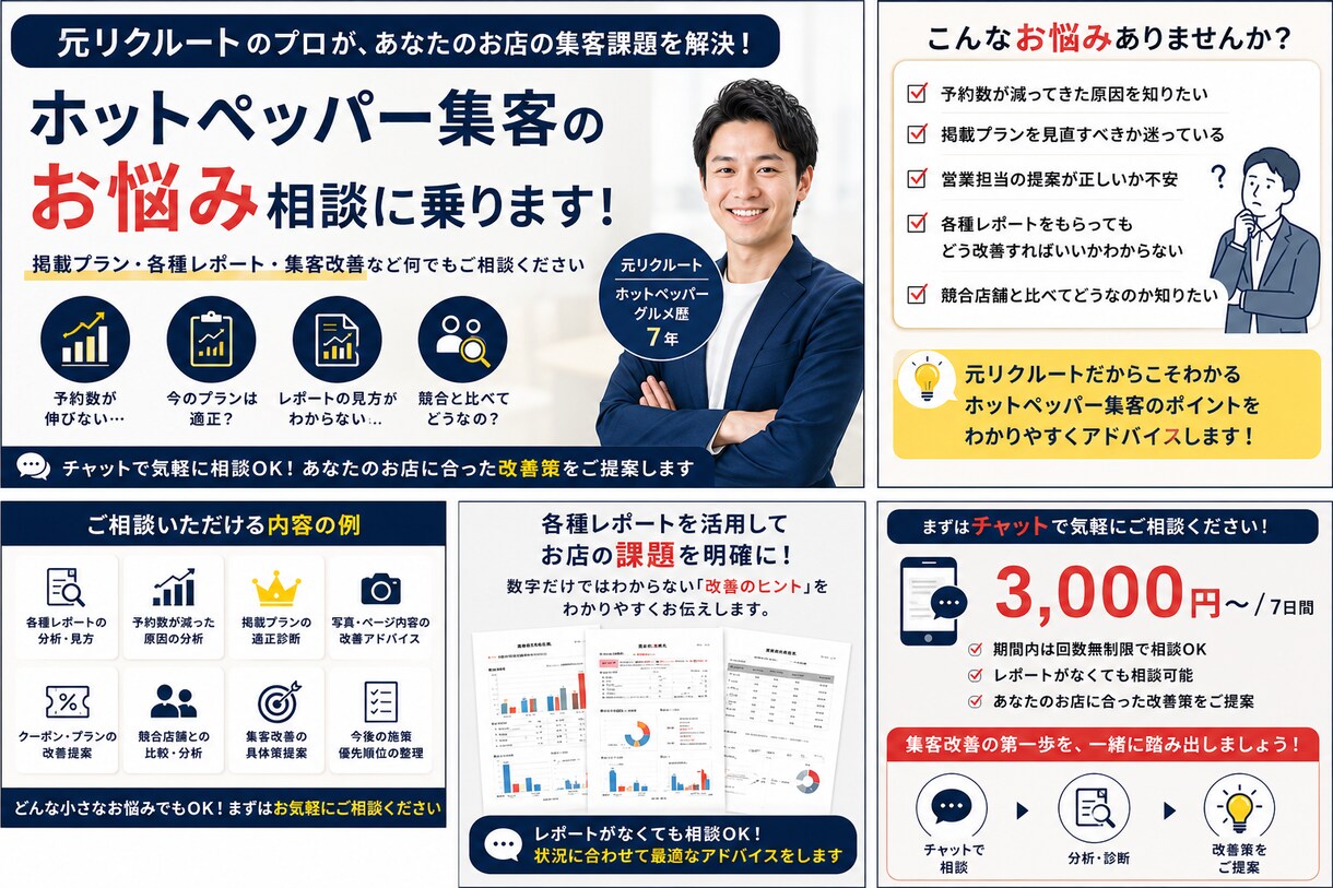 ホットペッパーグルメ集客の相談に乗ります 【元リクルート】掲載プランや集客改善をチャットで診断 イメージ1