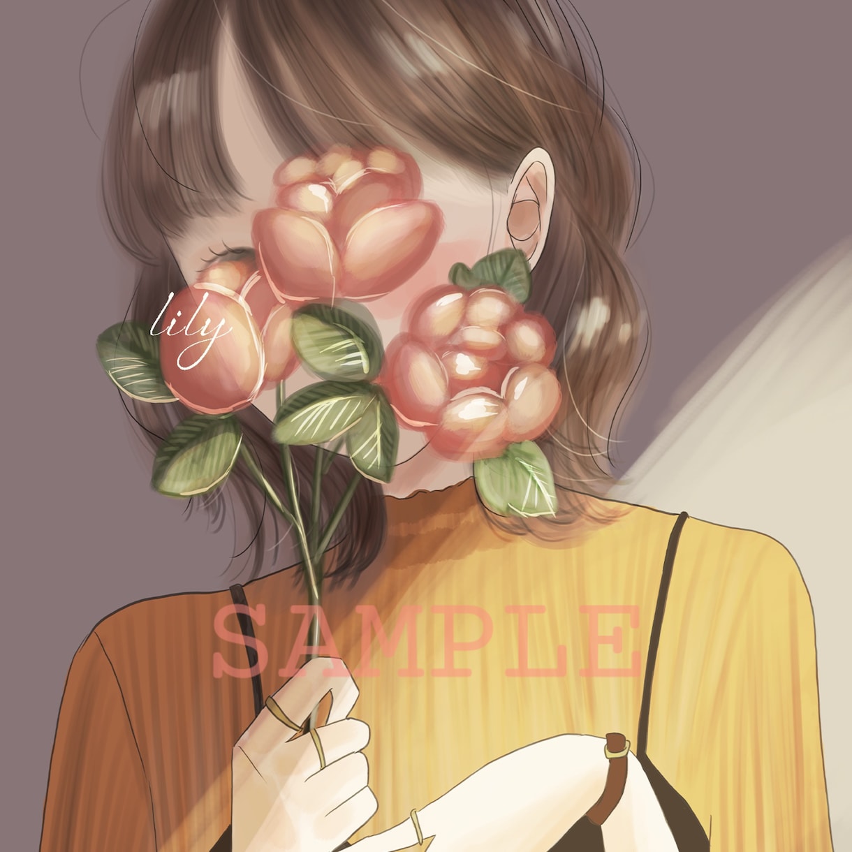 商用利用可◎お洒落なアイコンや名刺イラスト描きます 人と被らないお花と女の子のふんわり大人可愛いイラスト＊ イメージ6