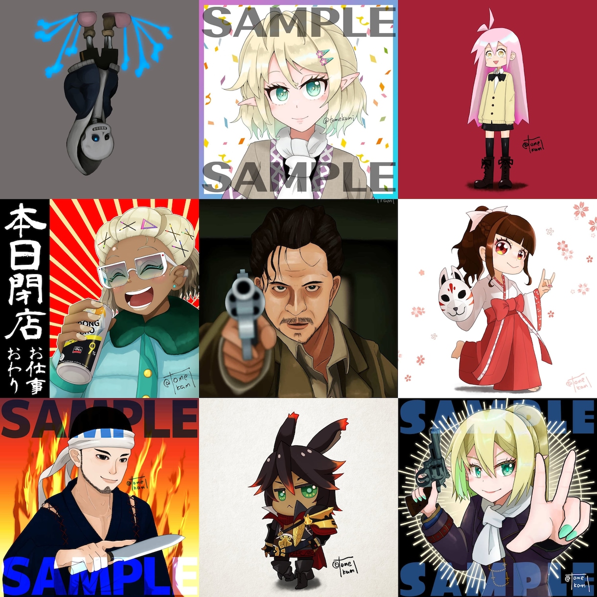 アイコン、立ち絵、三面図までキャライラスト描きます オリジナルから版権まで、あなた好みのキャライラスト描きます イメージ2