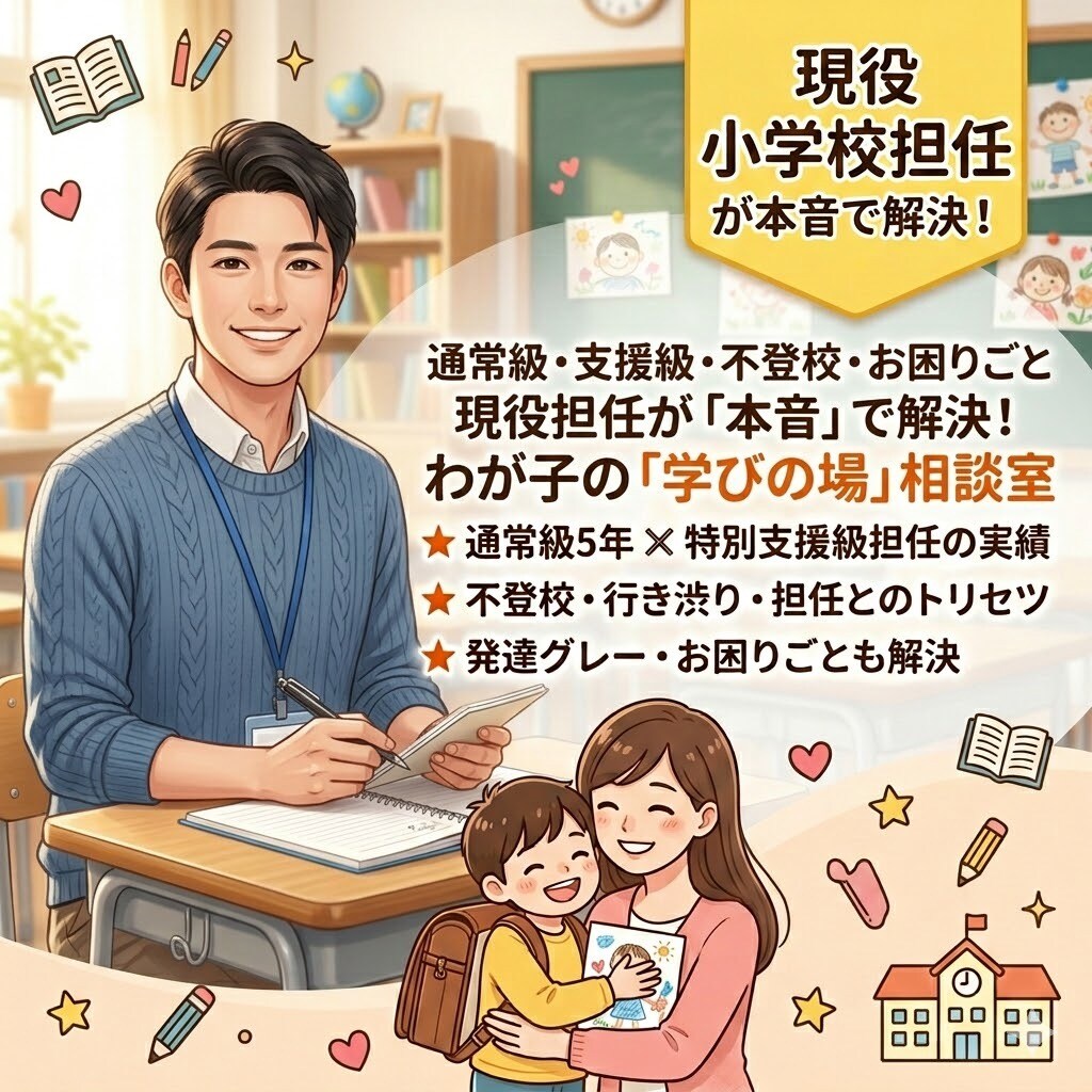 特別支援が必要なお子様の相談のります 通常級5年✕支援級現役担任が教える学校のリアル相談 イメージ1