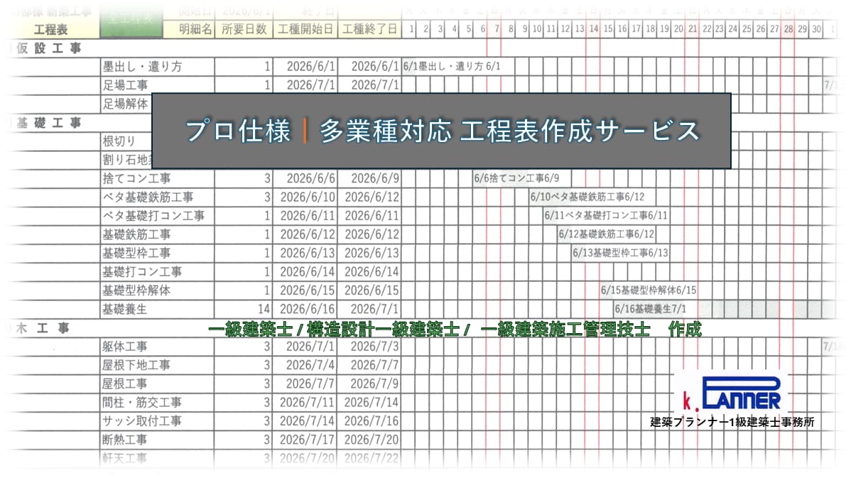 建築士がAI工程表を作成します 図面から最適な工程表を作成します 。 イメージ2