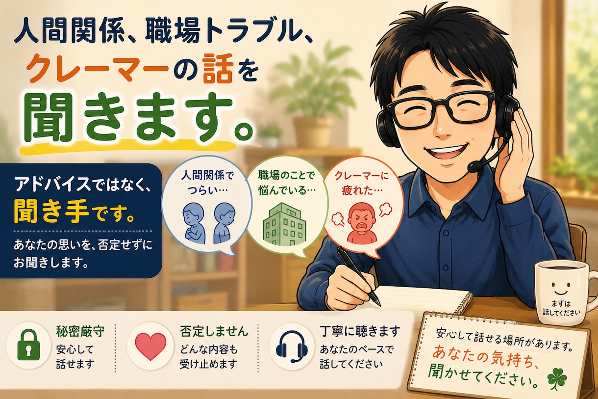 元スーパー+現役タクシードライバーが愚痴聞きます アドバイスや解決ではなくあなたの話を聞きます イメージ3