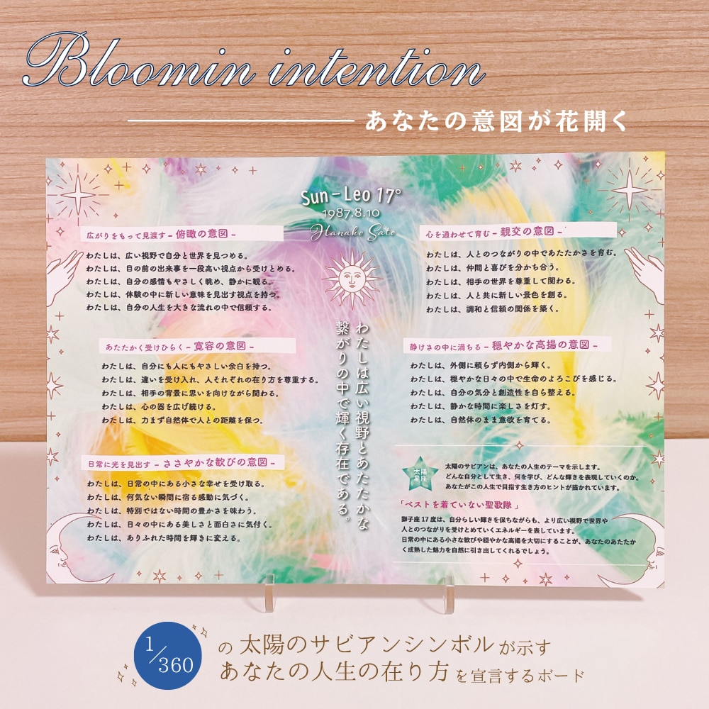 サビアンシンボルで本質を思い出すアート画像届けます 生年月日からあなたの人生の目的を宣言文章に/自由に印刷OK イメージ6