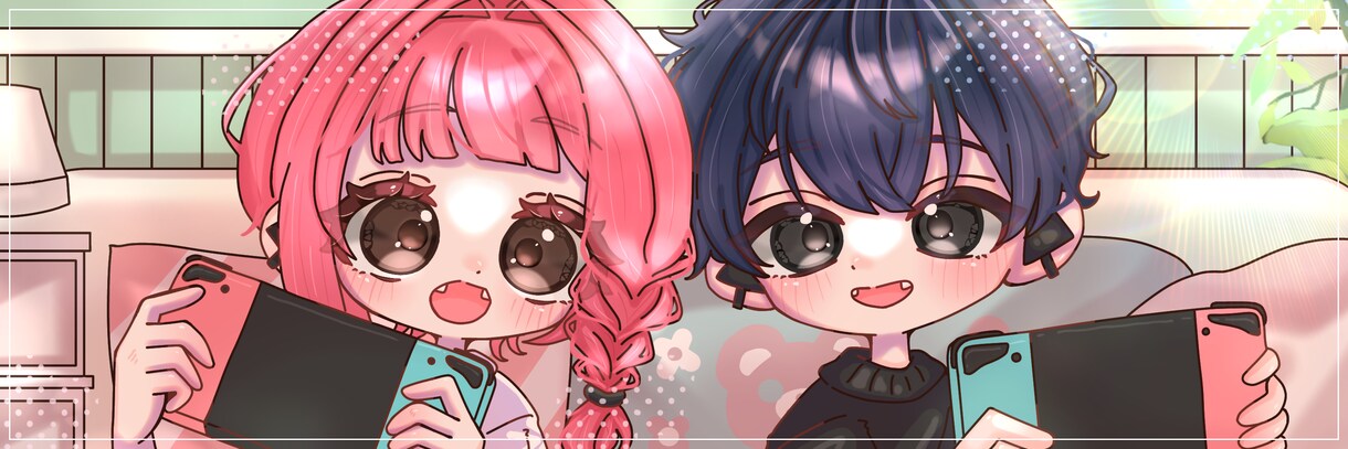 ヘッダーイラストを描きます 通常イラストのペアヘッダー依頼です イメージ2