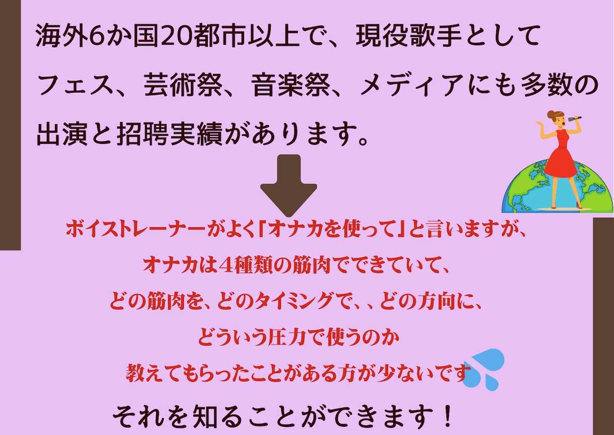 歌がうまくなりたい方*.☽.｡.個人指導します 高音を出したい、オナカから声を出したい、今より歌うまに！ イメージ3