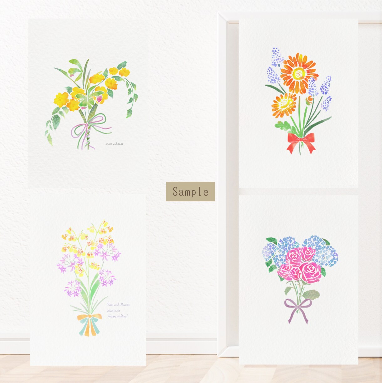 誕生花をブーケにしたイラストを制作します 2人の誕生花をブーケにした特別なウェルカムボードを作ります イメージ3