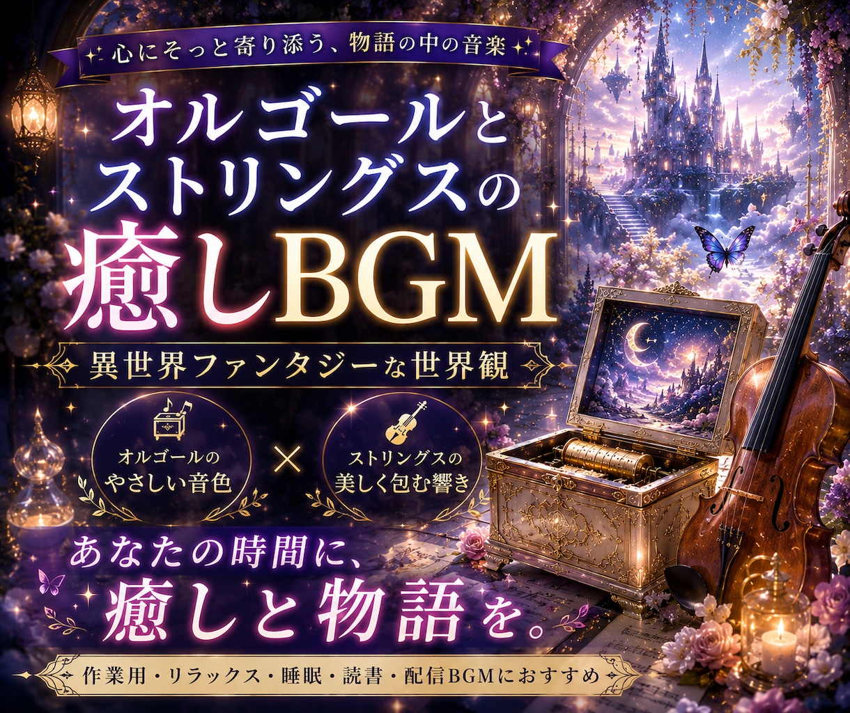 オルゴールストリングスの癒し世界観BGMを届けます 聴いて選んで見つける。あなたの世界観に合う一曲 イメージ1