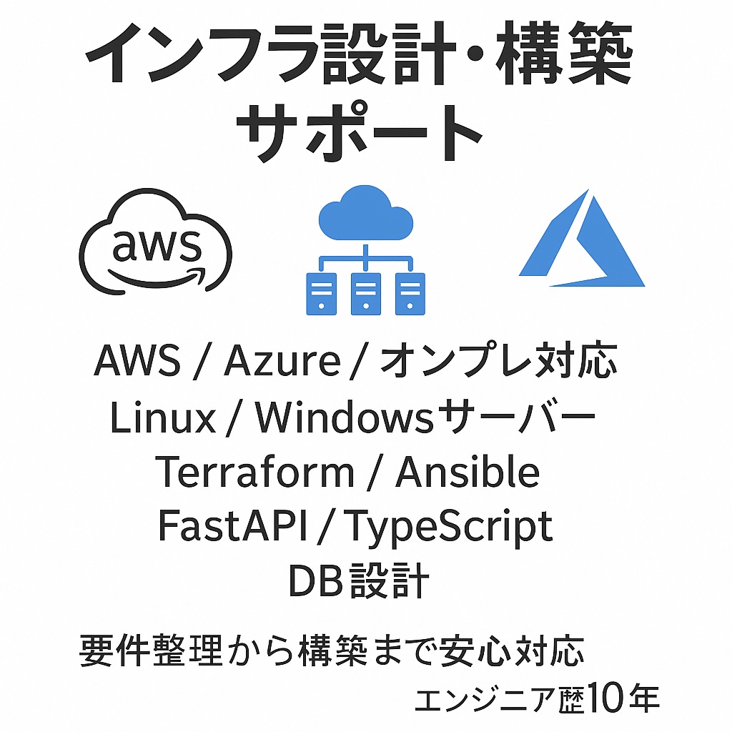 インフラエンジニアが設計・構築をサポートします AWS/オンプレ対応、設計・構築を現役エンジニアがサポート イメージ1
