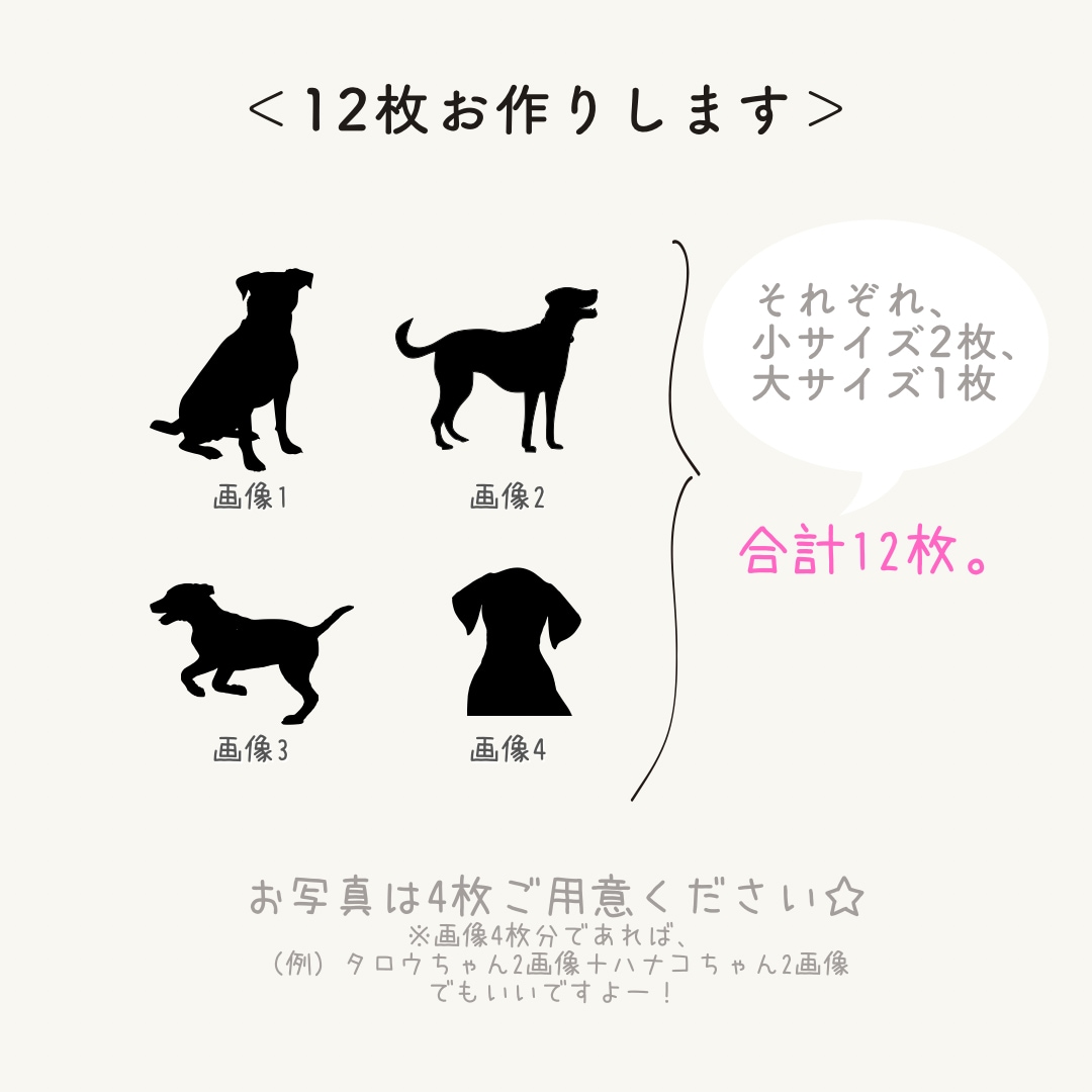 オーダーメイド！世界に一つのペットシール作ります 【送料無料】ハンドメイド♡ラミネート加工で表面ツヤツヤ♩ イメージ2