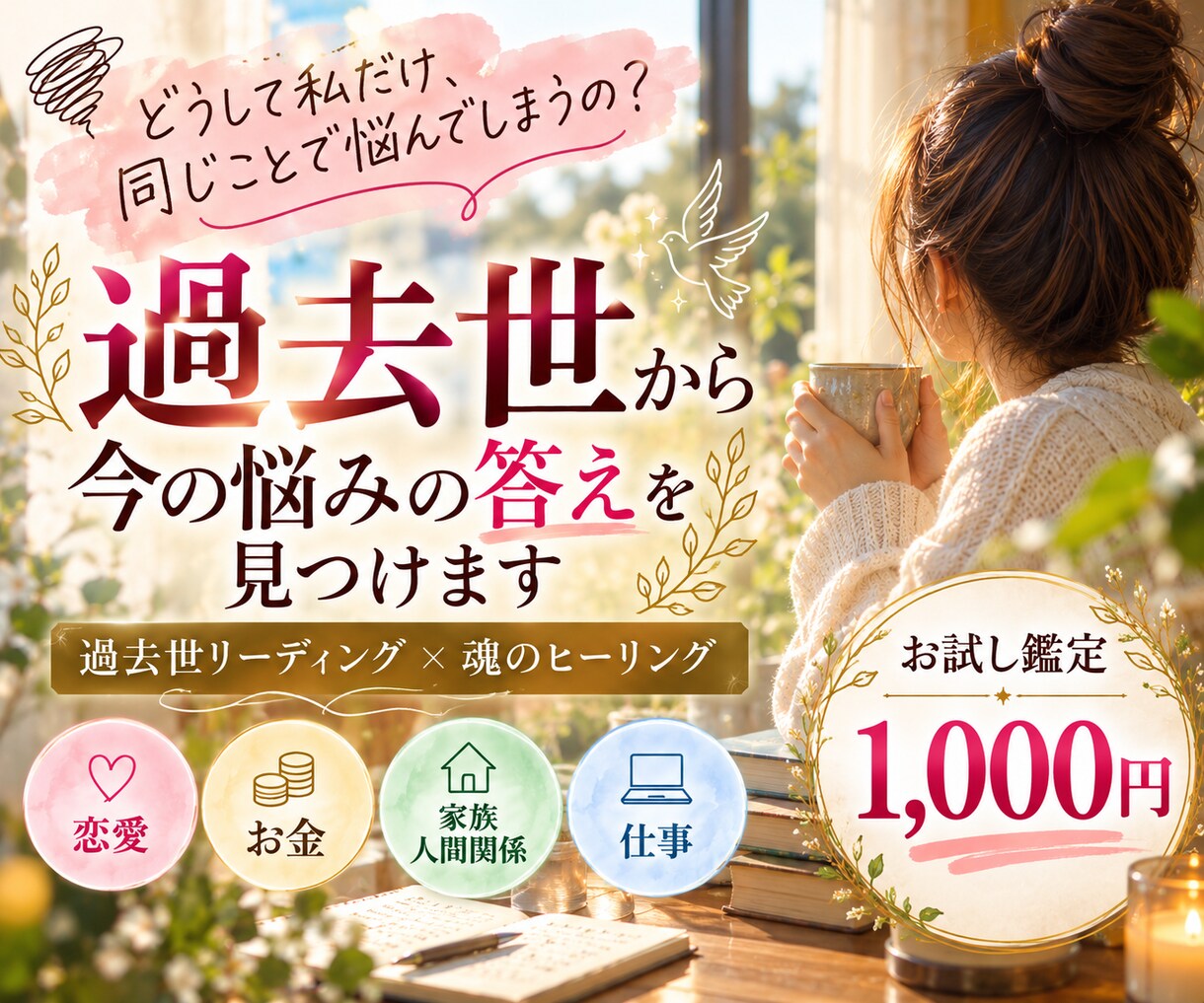 なぜか繰り返す悩みを過去世から読み解きます 恋愛・お金・家族・仕事｜過去世リーディング＋魂のヒーリング イメージ1