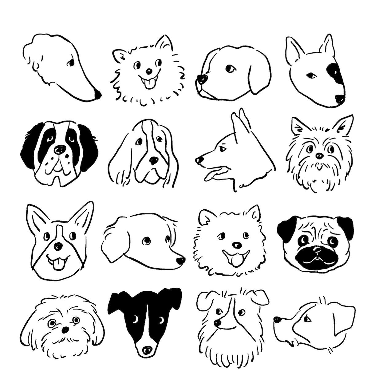 シンプルな線で動物のモノクロイラストをお描きします SNSのアイコンやグッズ制作にどうぞ イメージ3