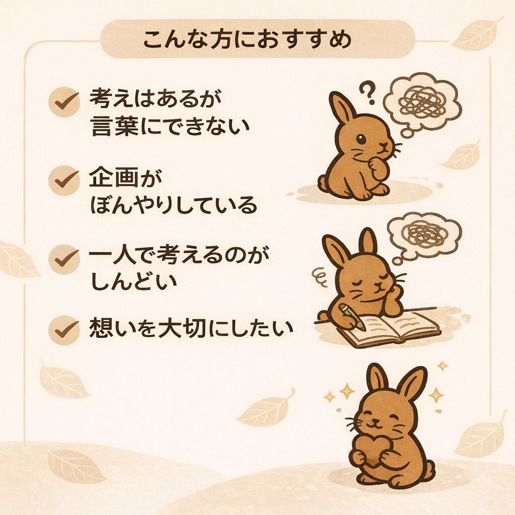 言葉とデザインで想いを伝える企画を支援します 想い・背景・価値を整理し、伝わる形にします イメージ3