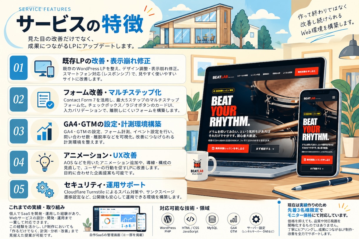 先着3名様：成果を測れるLPを制作します 5STEPフォーム・GA4・離脱分析ダッシュボードを一括対応 イメージ2