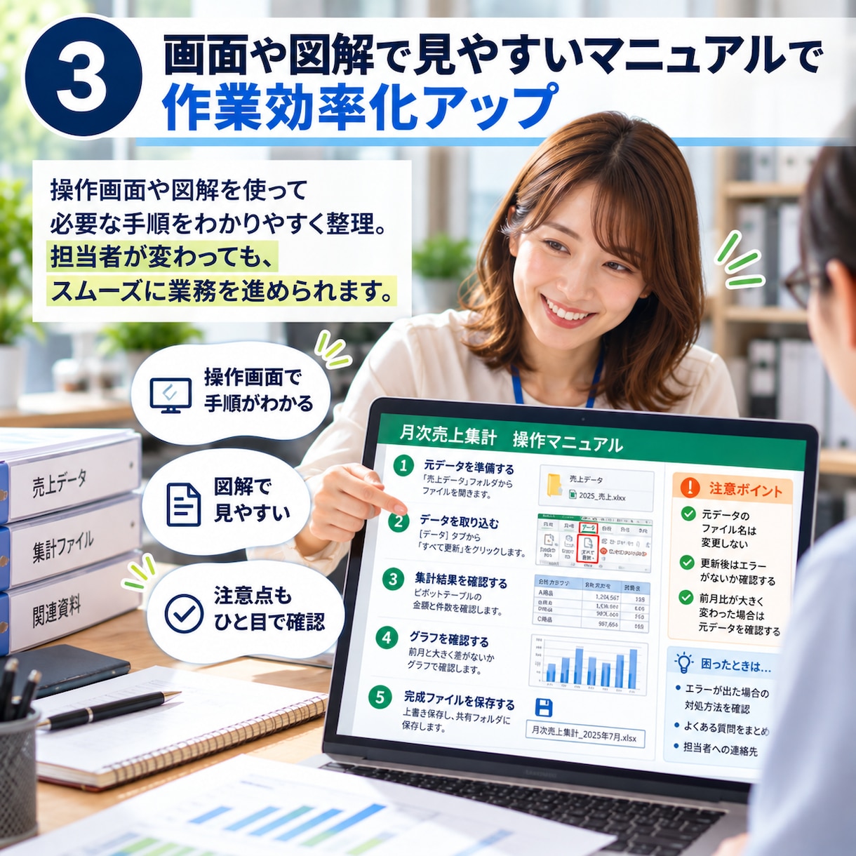Excel業務の引継ぎマニュアルを作成します 文章だけの手順を画面や図解でわかりやすく整理します イメージ3