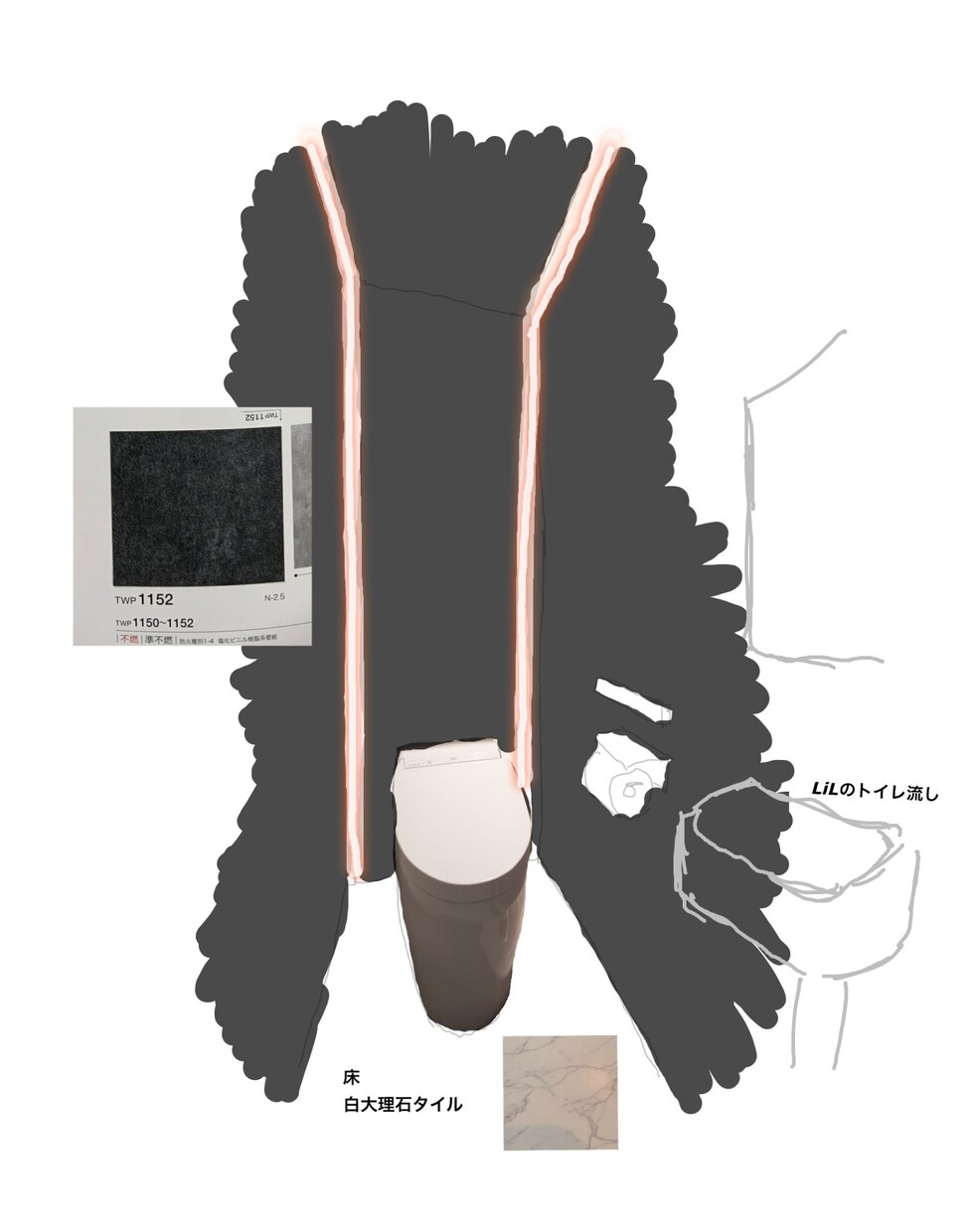 美容室内装デザイン、手描きでパース1枚作成致します 元美容師がデザイン！お洒落なサロンをご提案します！ イメージ6
