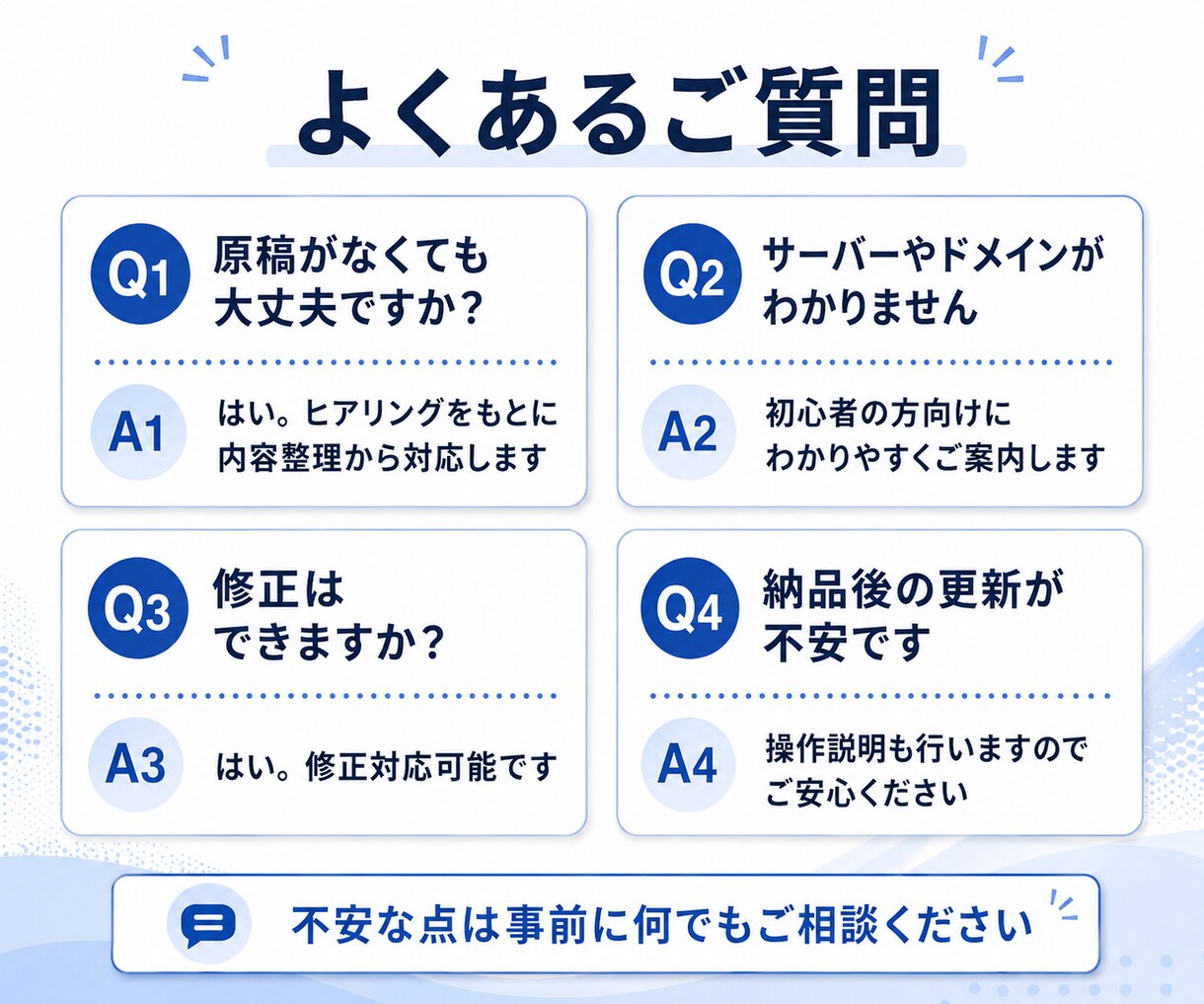 文章がなくてもOK！信頼される会社HPを作ります 起業・法人化した方向け｜事業内容の整理から公開まで丸ごとOK イメージ5