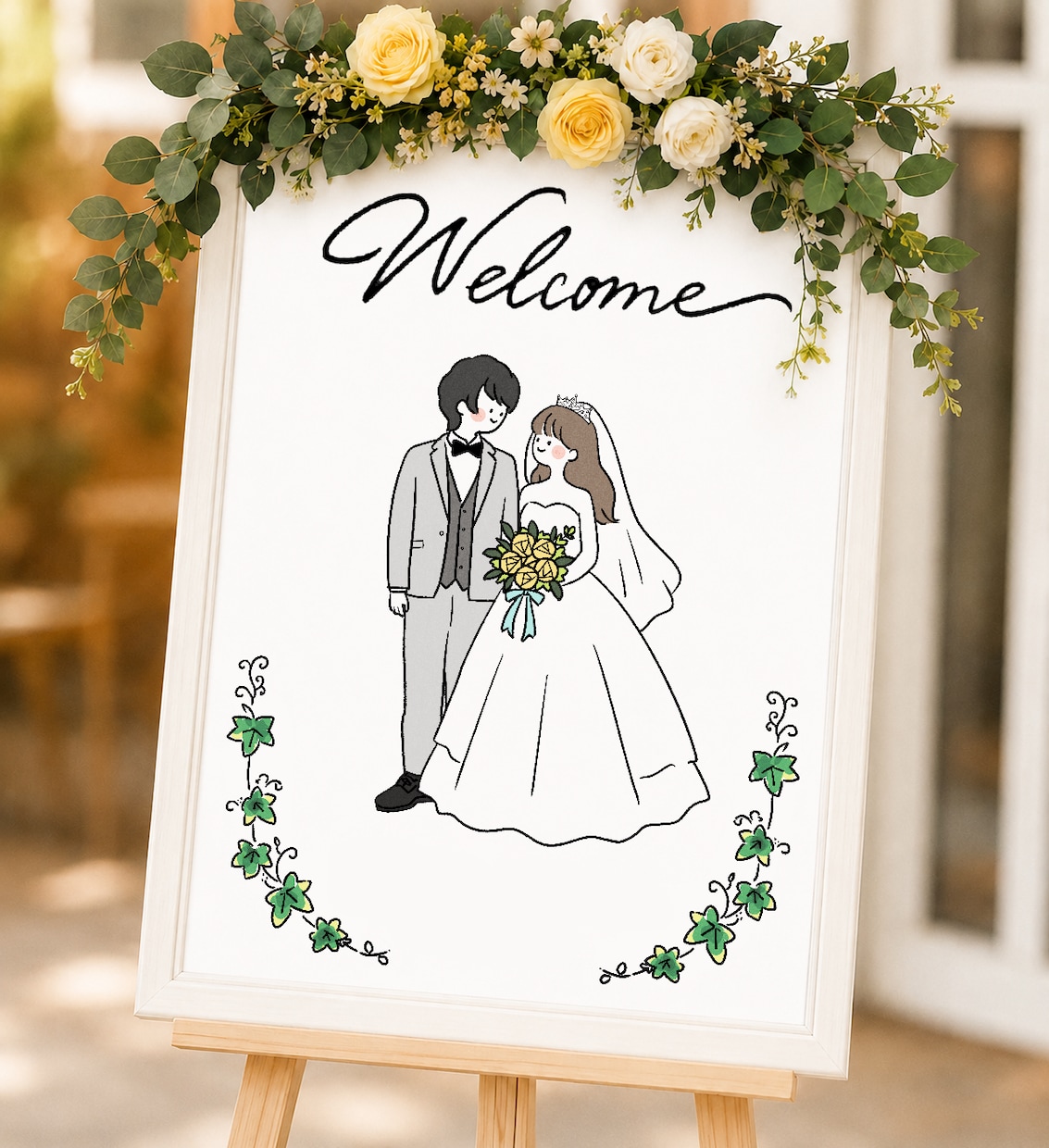 ウェルカムボード＆結婚式イラスト制作します おしゃれで可愛いシンプルなウェディングイラスト イメージ2