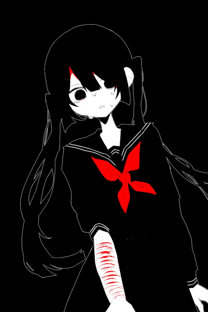 白黒動画イラスト、SNSアイコン作成します 最短即日納品可！病み感のある仄暗いイラストを白黒で作成します イメージ2