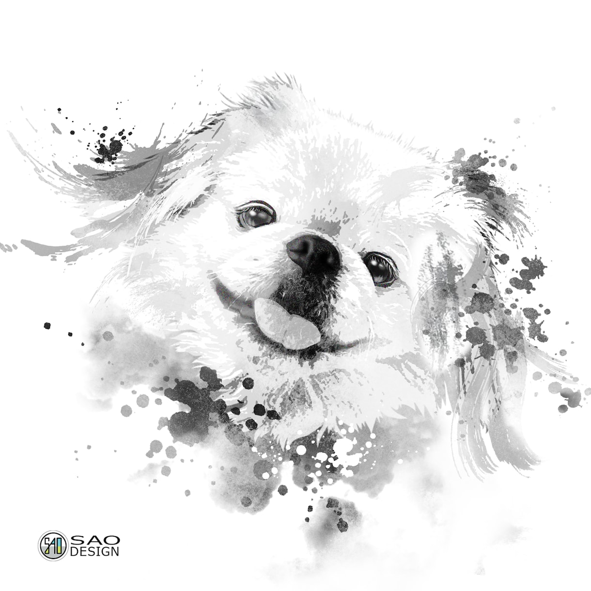 モノクロ愛犬イラスト、印刷し、郵送します 簡素な手順で安価！ハガキサイズの印刷物＆データで4000円 イメージ3