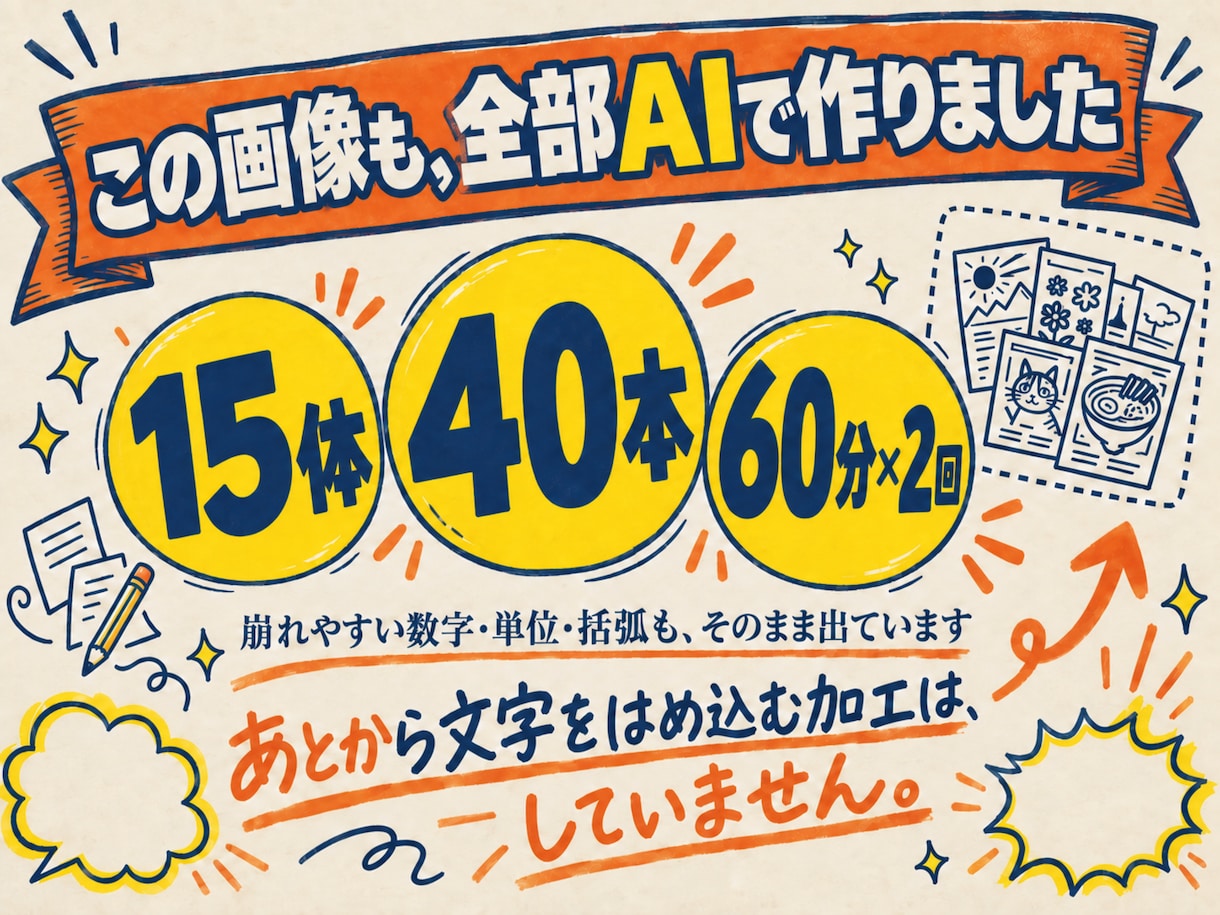 文字が崩れないAIチラシの作り方教えます 崩れた文字を直すのではなく、崩れない作り方をお教えします イメージ5