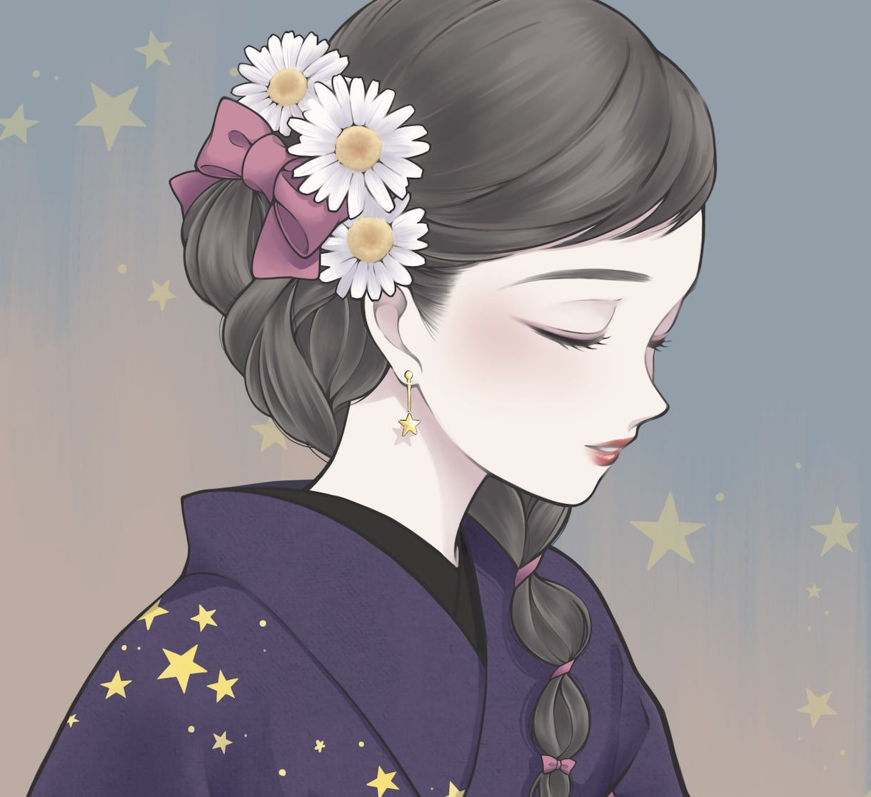 和風・和服専門｜儚げで凛とした人物イラスト描きます 〖商用無料〗SNS・YouTubeアイコンなど多用途OK イメージ1