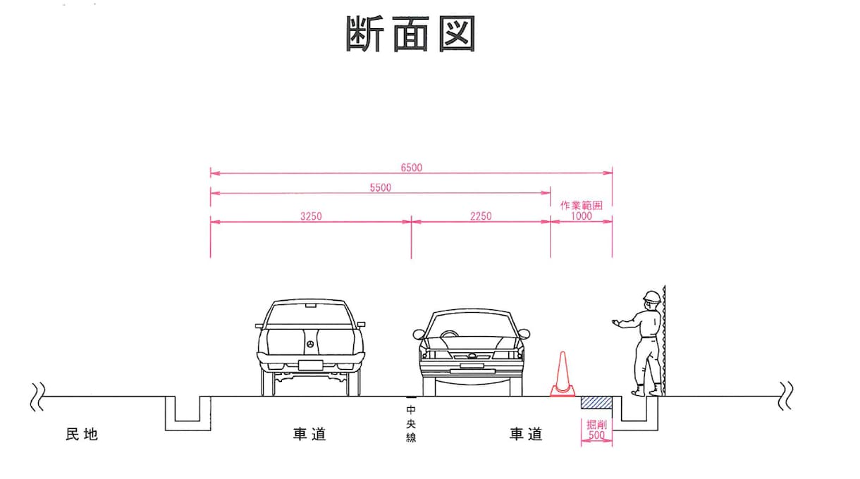 道路工事の規制図や図面の清書などを行います 平面図や立面図などを用いて、関係者へ周知し、円滑な工事へ！ イメージ2