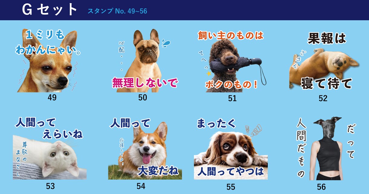 ペットやお子様の写真でLINEスタンプを制作します 50種類以上の豊富なデザイン！8個 ¥3,000〜で満足♪ イメージ9