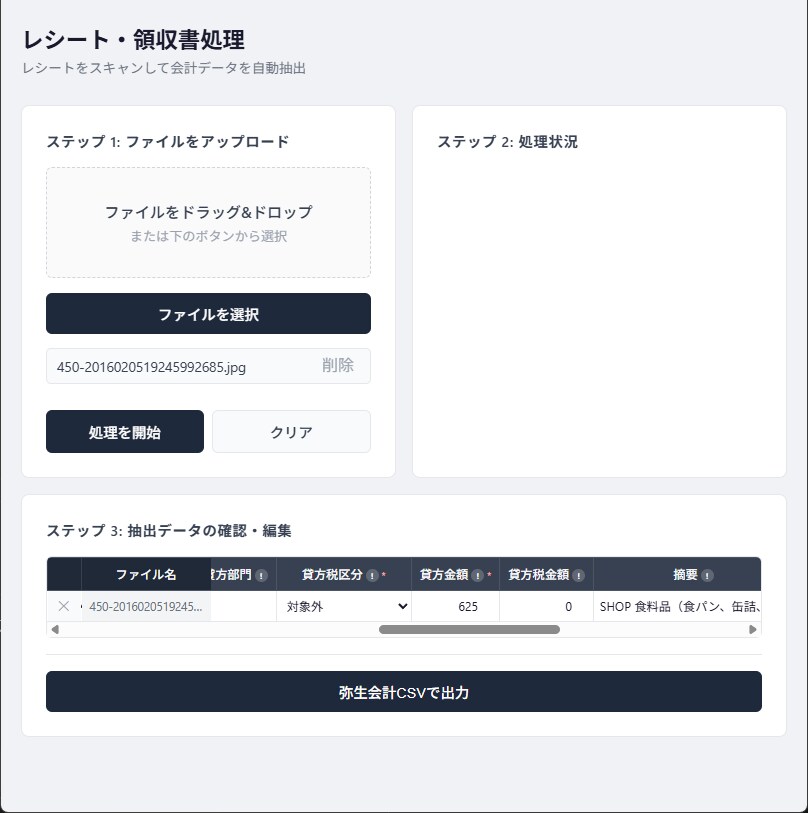 弥生会計用│レシート・領収書を自動でデータ化します 何時間もかけて手打ちしていた登録が数分に短縮！ イメージ3
