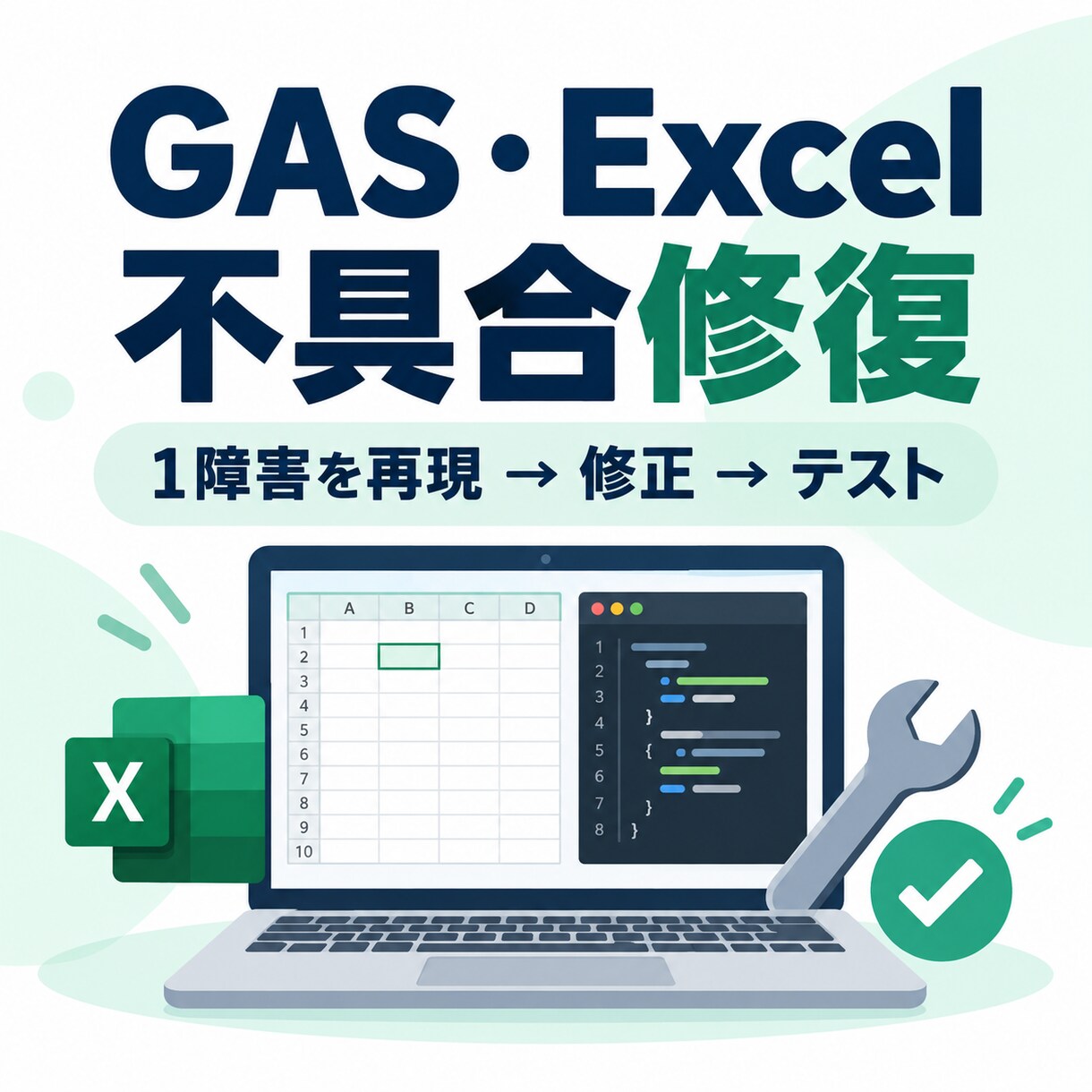 壊れたGAS・Excelを1障害だけ修復します 1つの不具合を再現・調査・修正・テスト イメージ1