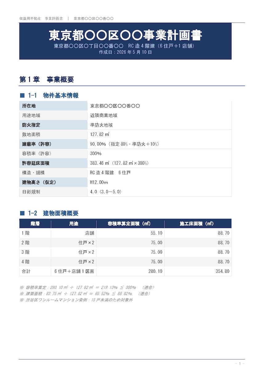 収益物件の事業計画書作成いたします 経験豊富な１級建築士による事業計画書の作成サービス イメージ1