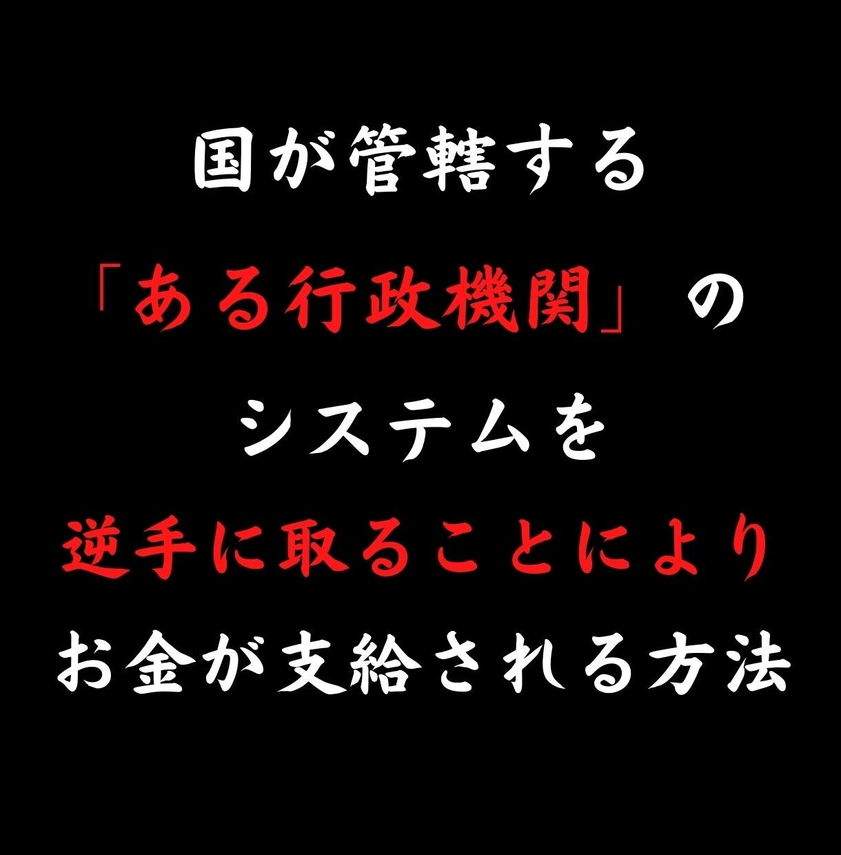 国管轄の行政機関のシステムを逆手に取ります 日本行政機関のシステムを逆手に取り、お金が支給される方法 イメージ1