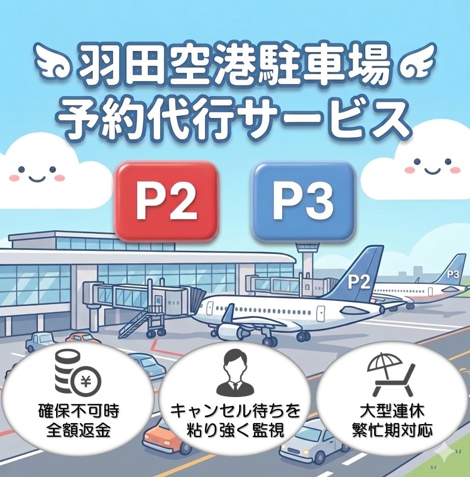 羽田空港P2/P3駐車場のご予約を代行いたします 高評価多数！自分で取れなかったキャンセル枠も確保実績あり！ イメージ1