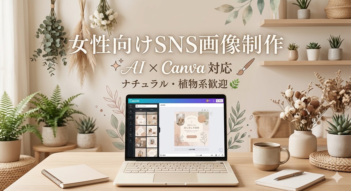 女性向け・ナチュラル系SNS画像制作します ナチュラルで伝わるSNS画像を制作します イメージ1