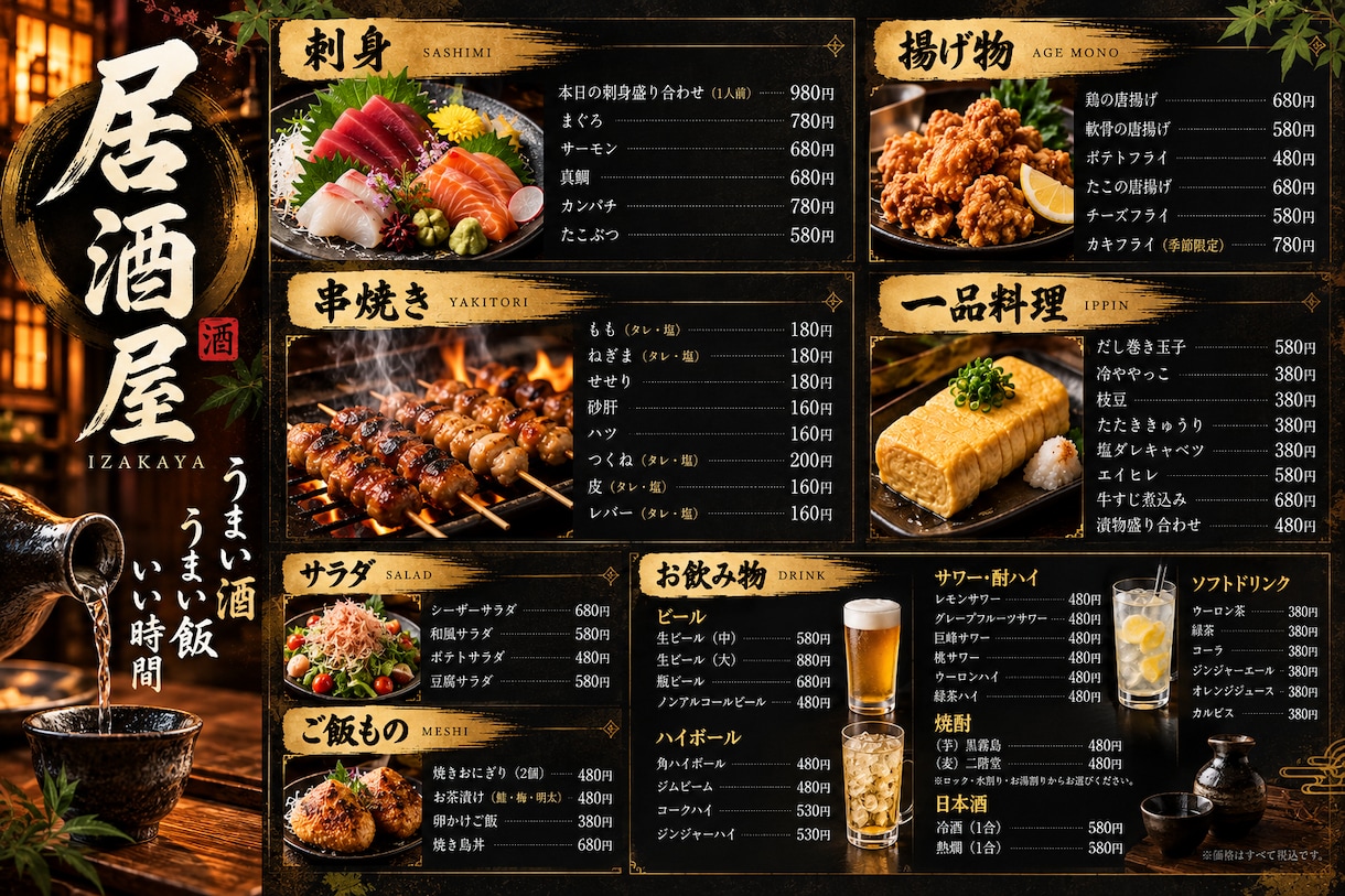 おしゃれな飲食店メニュー表を作成します カフェ・居酒屋・レストランなど幅広く対応します イメージ5
