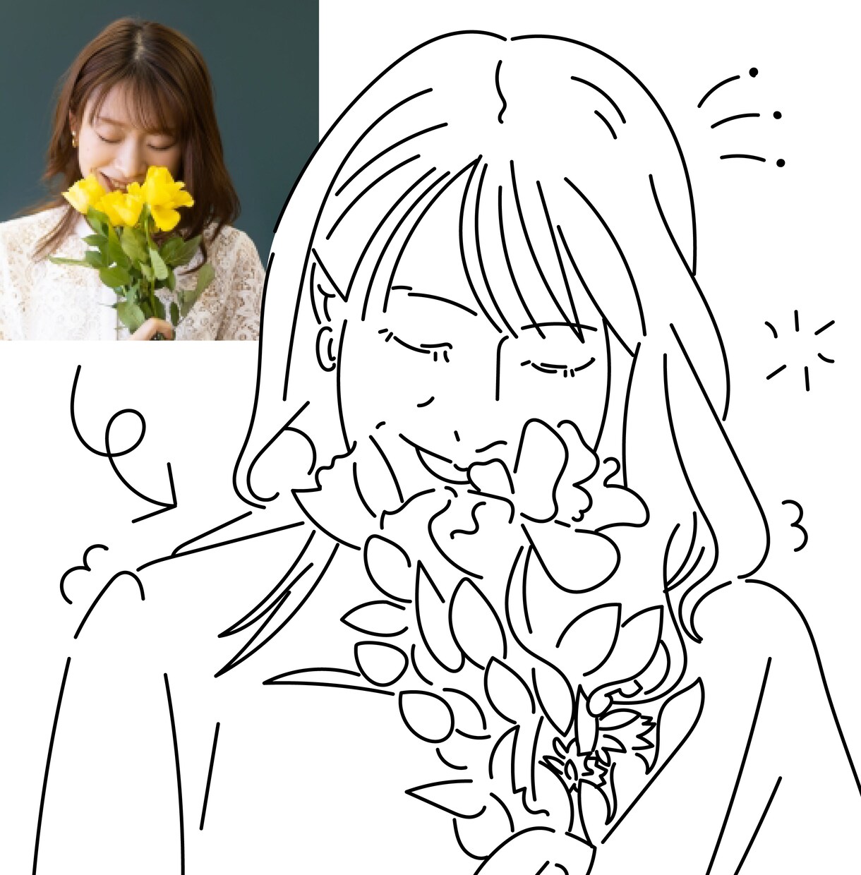 SNS・プレゼント | ナチュラルな似顔絵描きます 商用利用OK！写真そのまま、ふんわりやさしい似顔絵に。 イメージ10