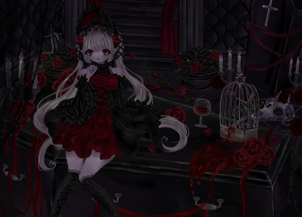 ダークでゴシックな女の子を描きます 魔界から飛び出してきたような女の子が得意です イメージ2