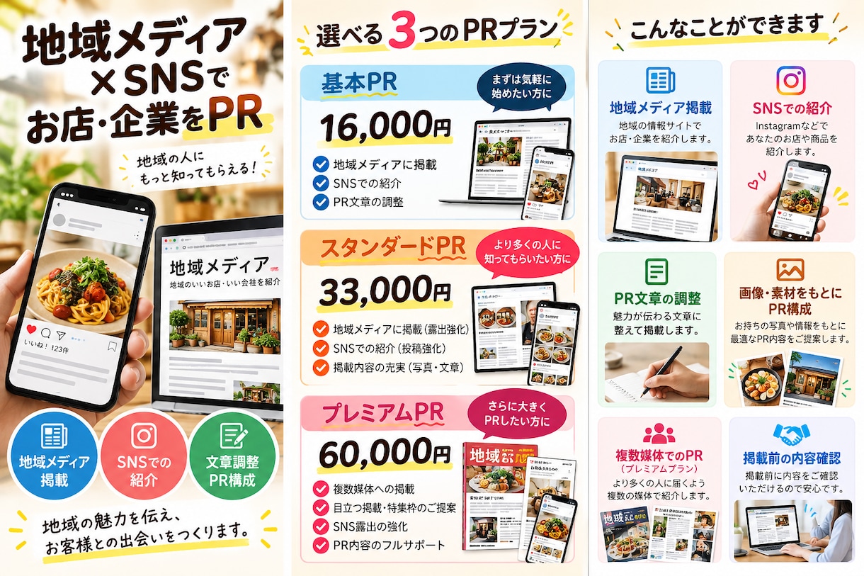 地域メディア×SNSでお店・企業をPRします 山形の地域ユーザーへ商品・店舗・サービスの魅力を届けます イメージ1