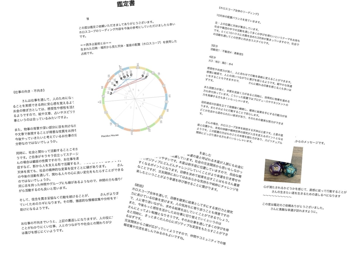 仕事鑑定★あなたの使命や活躍のポイントを鑑定します 西洋占星術で出生時の天体の位置（ホロスコープ）をリーディング イメージ2